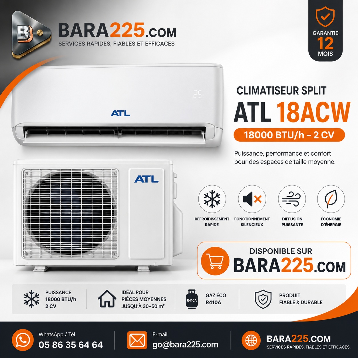 Climatiseur Split ATL 18ACW 18000 BTU h 2 cv