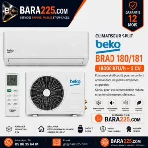 Climatiseur Split Beko Brad 180/181 18000 BTU /h 2 cv