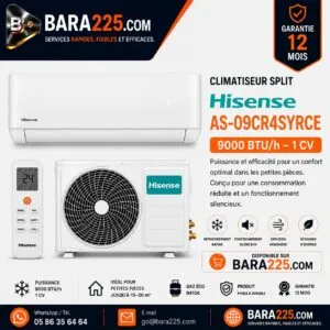 Climatiseur Split Hisense AS-09CR4SYRCE 9000 BTU /h 1 cv