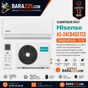 Climatiseur Split Hisense AS-24CR4SXTCE 24000 BTU /h 3 cv