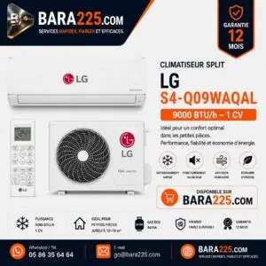 Climatiseur Split LG S4-Q09WAQAL 9000 BTU /h 1 cv