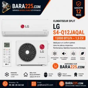 Climatiseur Split LG S4-Q12JAQAL 12000 BTU /h 1,5 cv