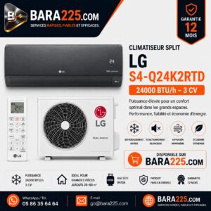 Climatiseur Split LG S4-Q24K2RTD 24000 BTU /h 3 cv