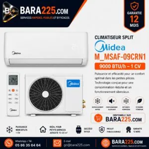 Climatiseur Split Midea M_MSAF-09CRN1 9000 BTU /h 1 cv
