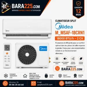 Climatiseur Split Midea M_MSAF-18CRN1 18000 BTU /h 2 cv