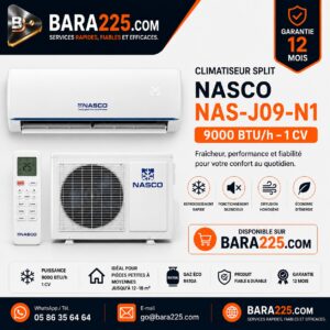 Climatiseur Split Nasco NAS-J09-N1 9000 BTU h 1 cv
