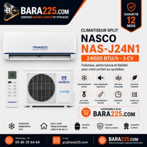 Climatiseur Split Nasco NAS-J24N1 24000 BTU /h 3 cv