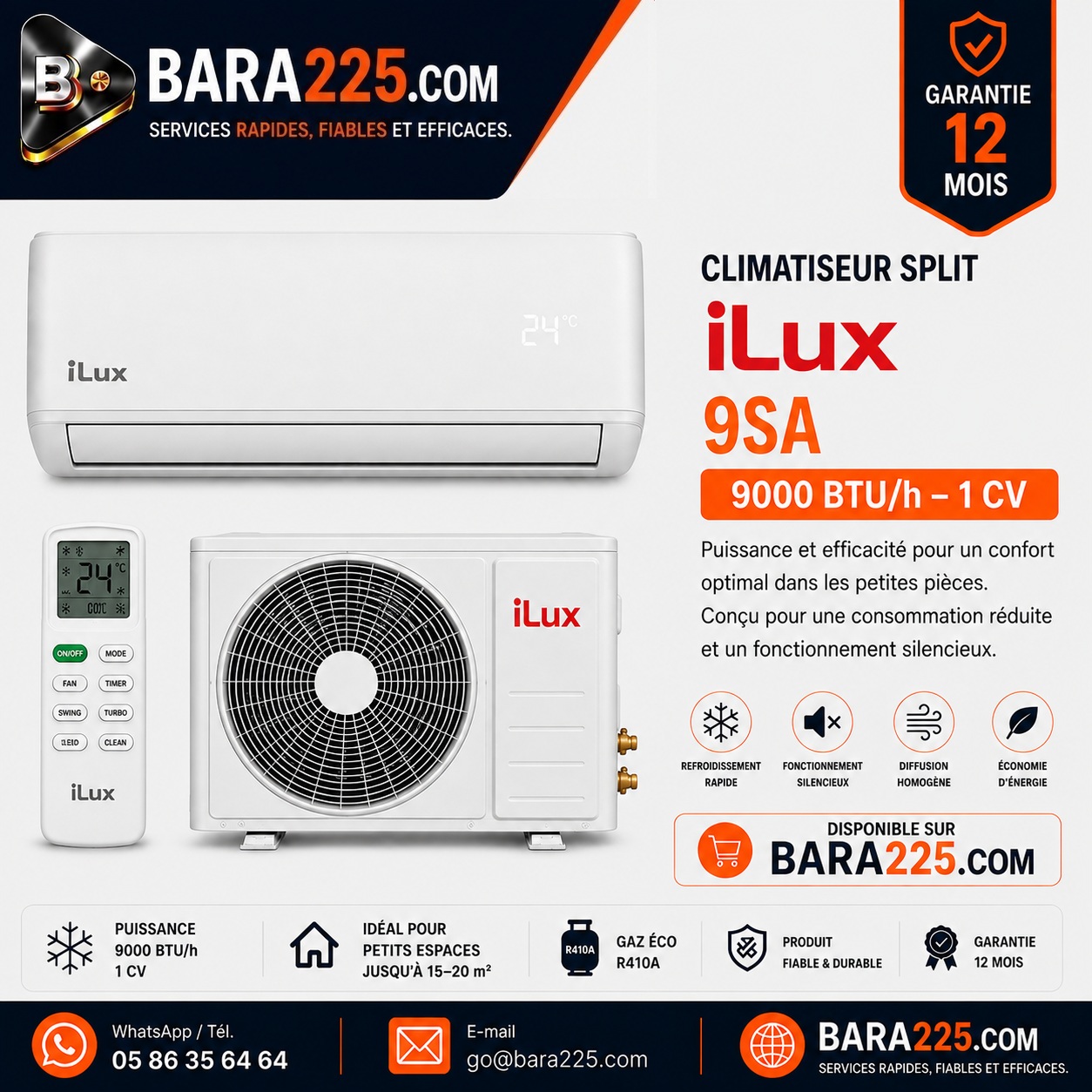 Climatiseur Split iLux 9SA 9000 BTU /h 1 cv