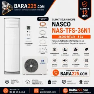 Climatiseur armoire Nasco NAS-TFS-36N1 36000 BTU /h 4 cv
