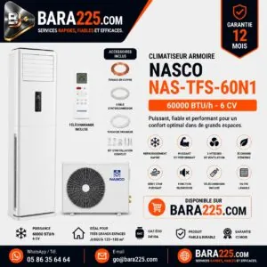 Climatiseur armoire Nasco NAS-TFS-60N1 60000 BTU /h 6 cv