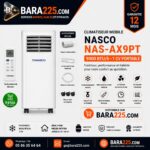 Climatiseur mobile Nasco NAS-AX9PT 9000 BTU /h 1 cv portable