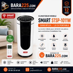 Climatiseur mobile Smart STSP-1011W 12000 BTU h 1,5 cv portable
