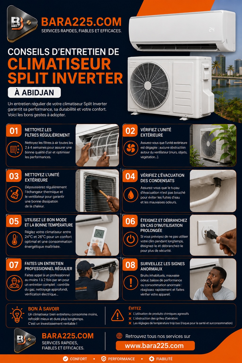 Conseils d'entretien de climatiseur Split Inverter à Abidjan