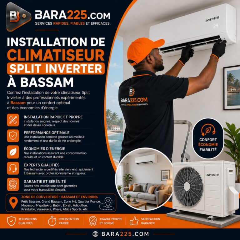 Installation de climatiseur split inverter à Bassam