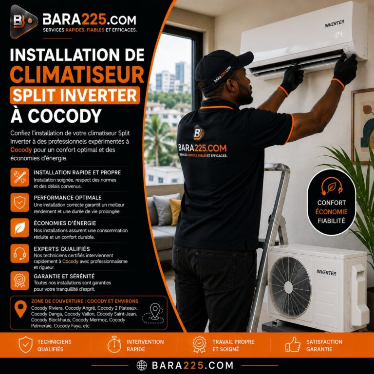 Installation de climatiseur split inverter à Cocody