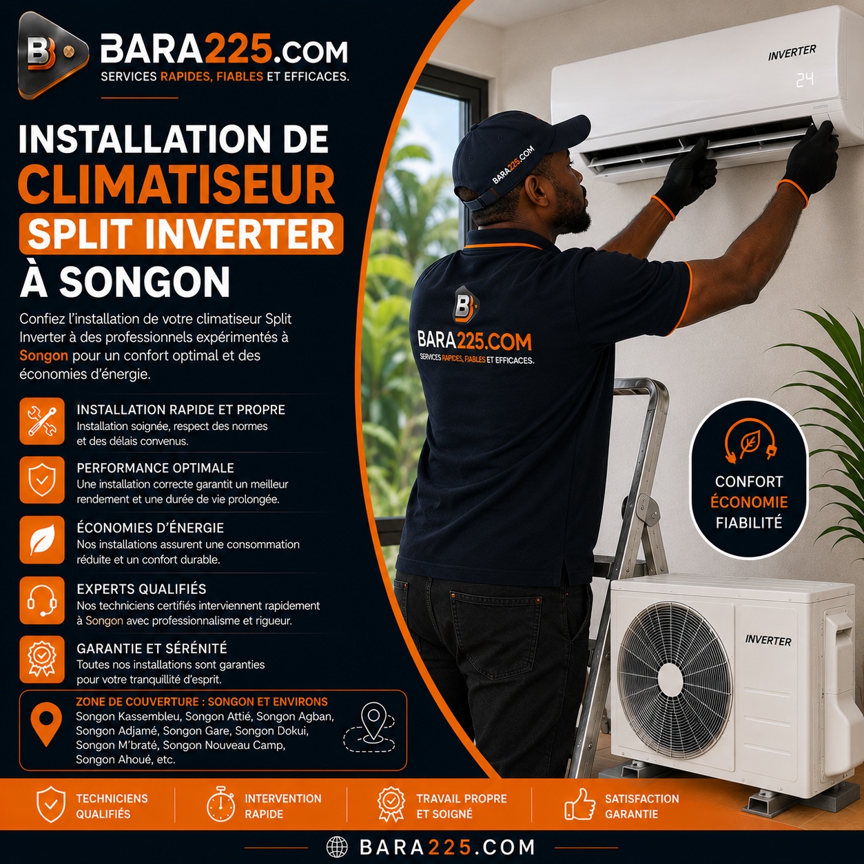 Installation de climatiseur split inverter à Songon