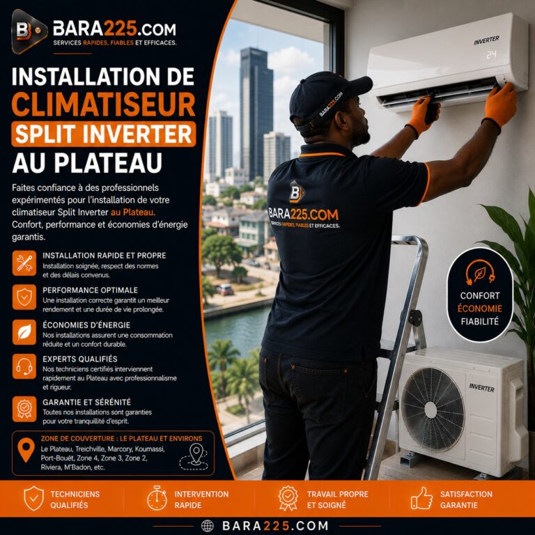Installation de climatiseur split inverter au Plateau