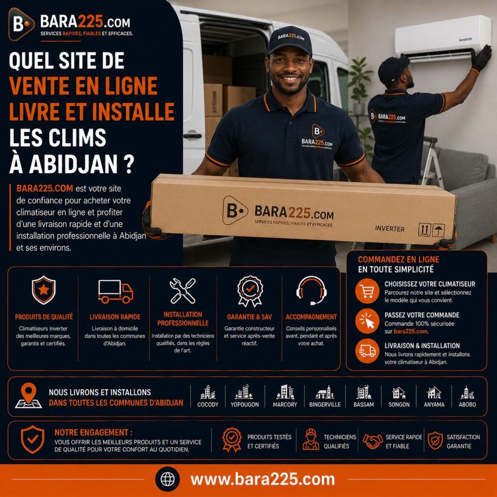 Quel site de vente en ligne livre et installe les clims à Abidjan ?