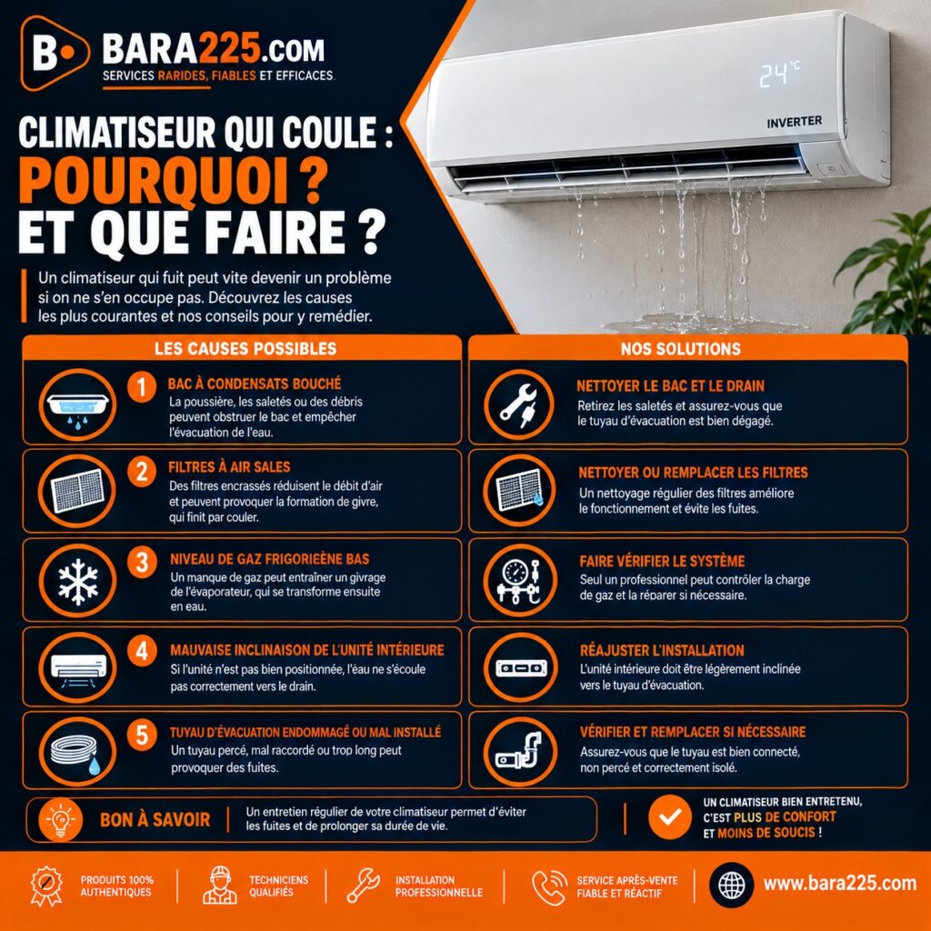 Climatiseur qui coule : pourquoi et que faire ?
