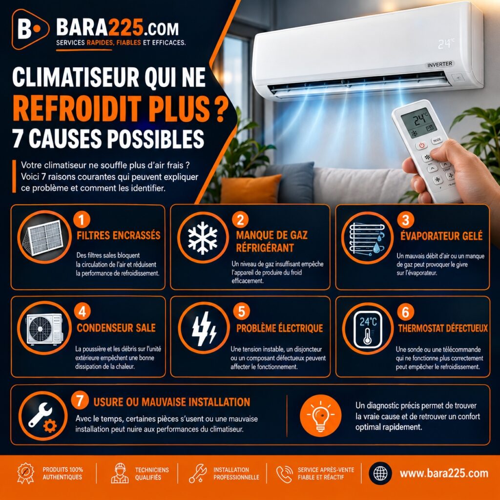 Climatiseur qui ne refroidit plus : 7 causes possibles